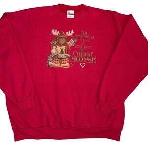 Vintage Hanes red sweatshirt adult xl Christmas moose grandma sweater classic
